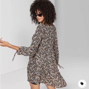 Wild Fable Floral Long Sleeve Black Dress Size XL